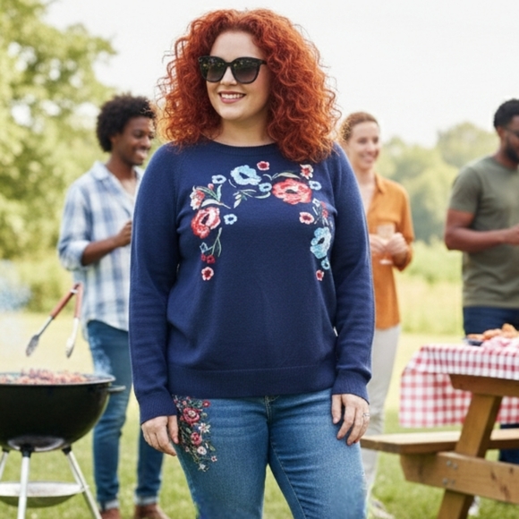 SO Denim - Women's Sz 20 SO Brand Embroidered Blue Jeans PLUS SIZE Y2K Cottagecore NICE